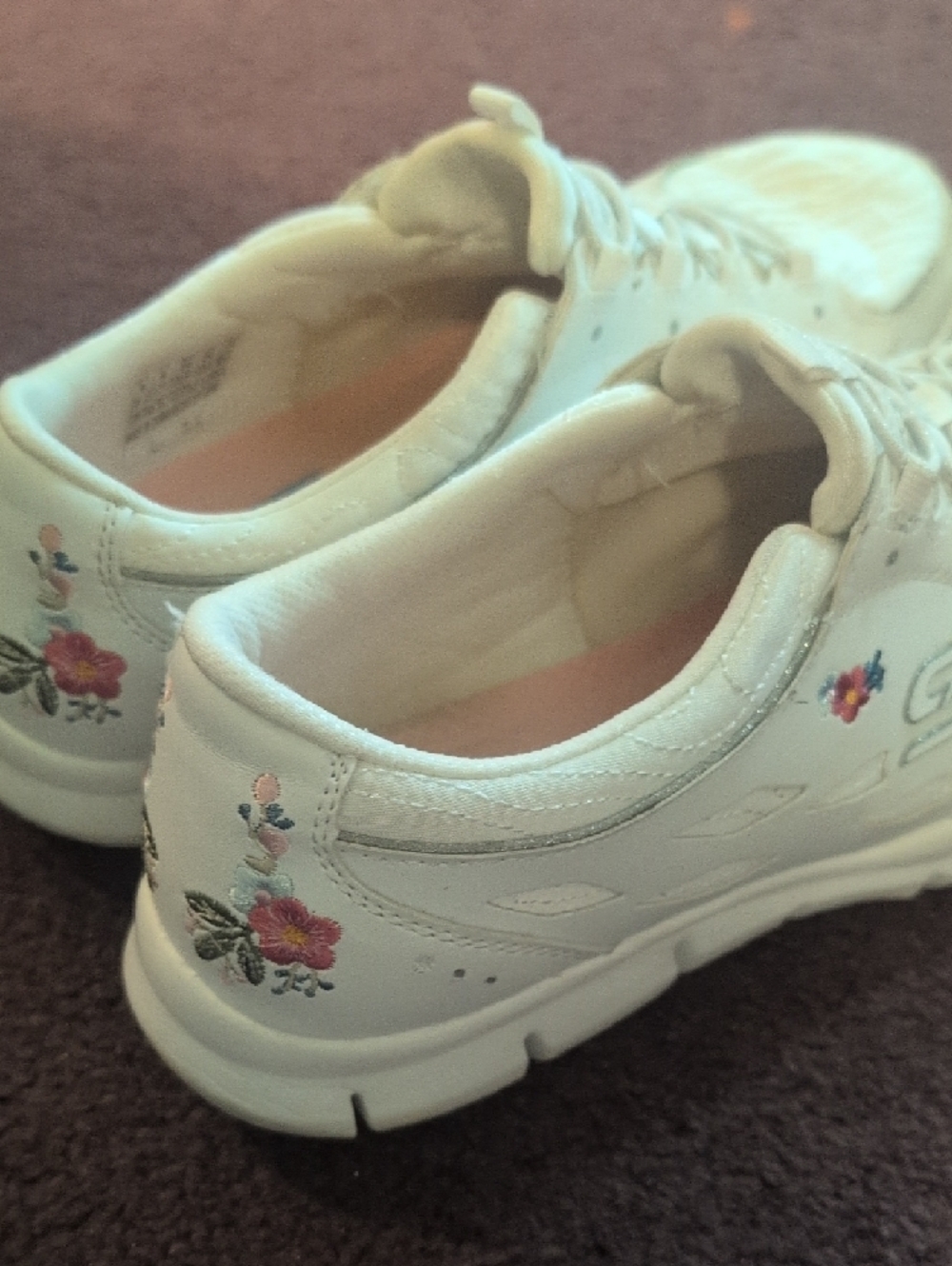 Skechers White Sneakers with Pink Floral Accents - Picture 2 of 15